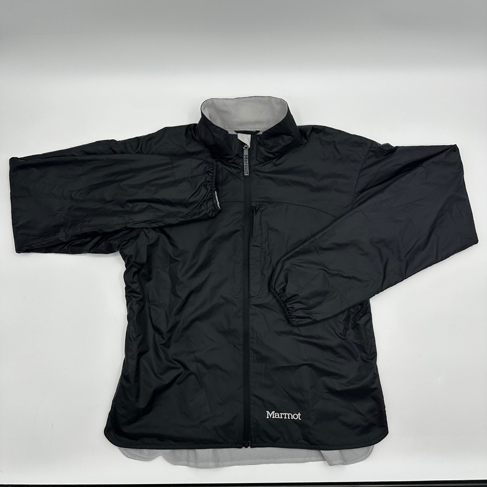 Marmot Womens Large L Black Full Zip Windbreaker Fleece Lined Jacket Lightweight